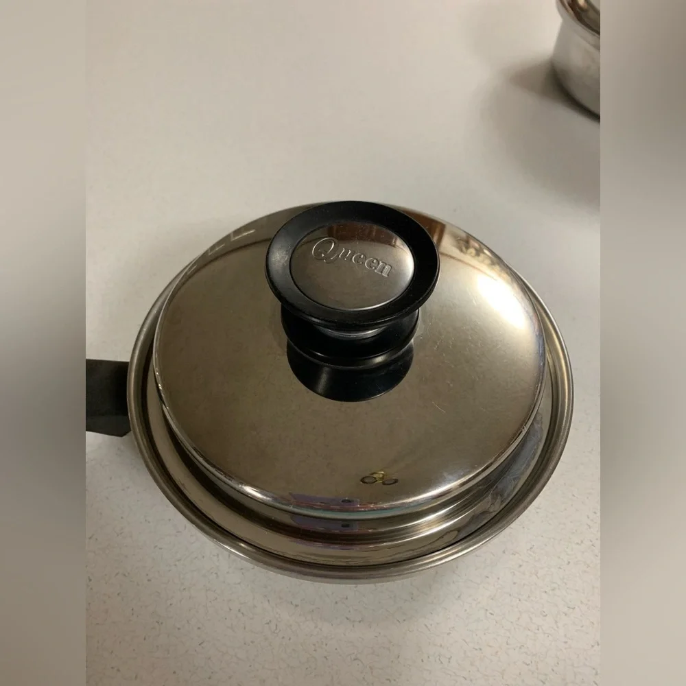 Vintage Amway Queen Multy Ply 18/8 Stainless Steel 2 Pc Cookware Set Sauté Pan